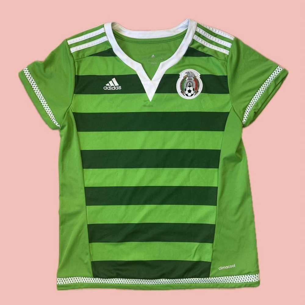 🧡 2 for 10$ Adidas Mexico Women’s Soccer Jersey – Green Striped – Medium